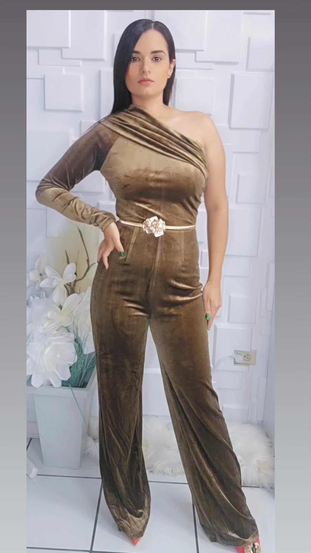 Velvet brown jumpsuit