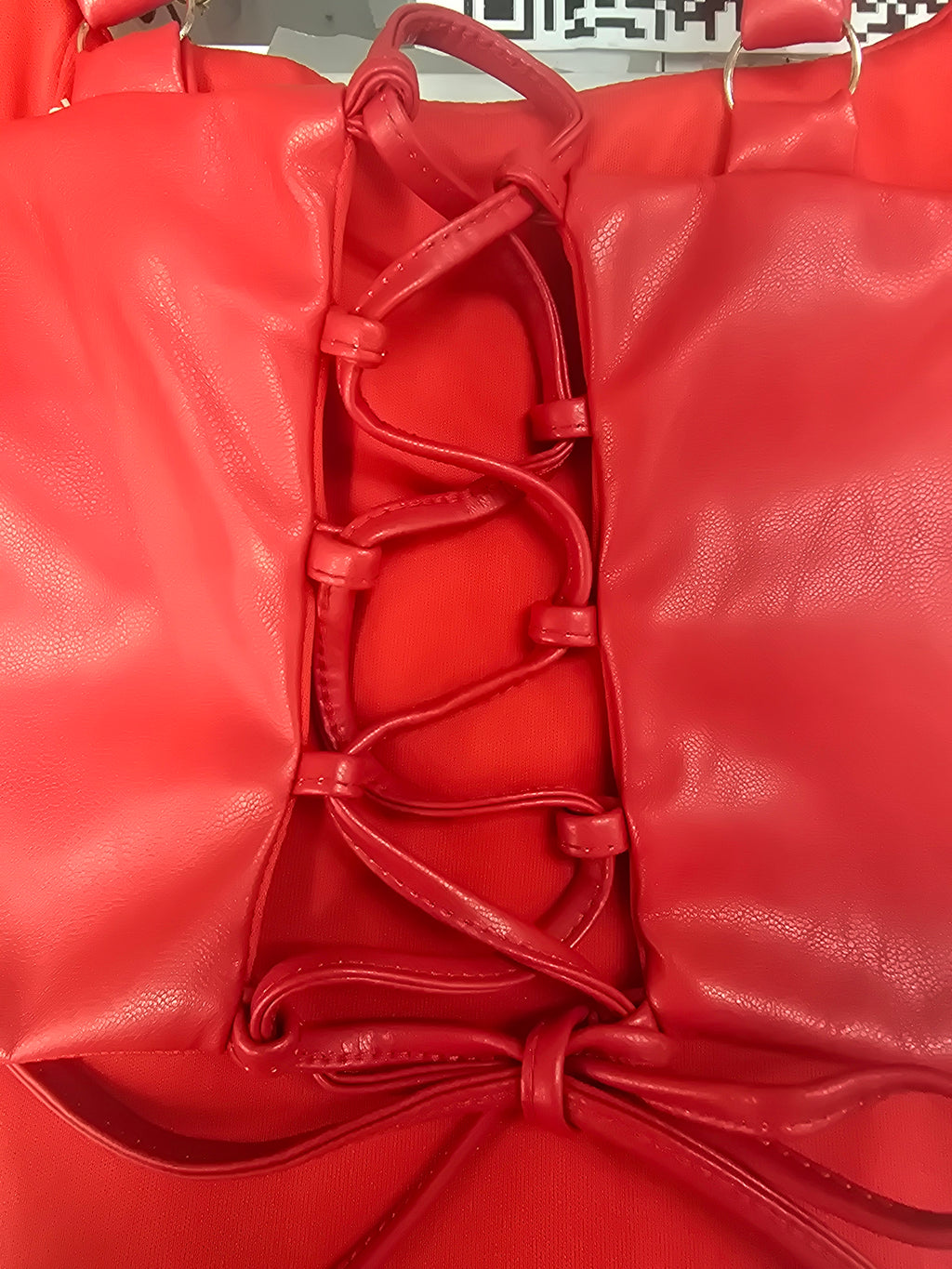 Red leather corset