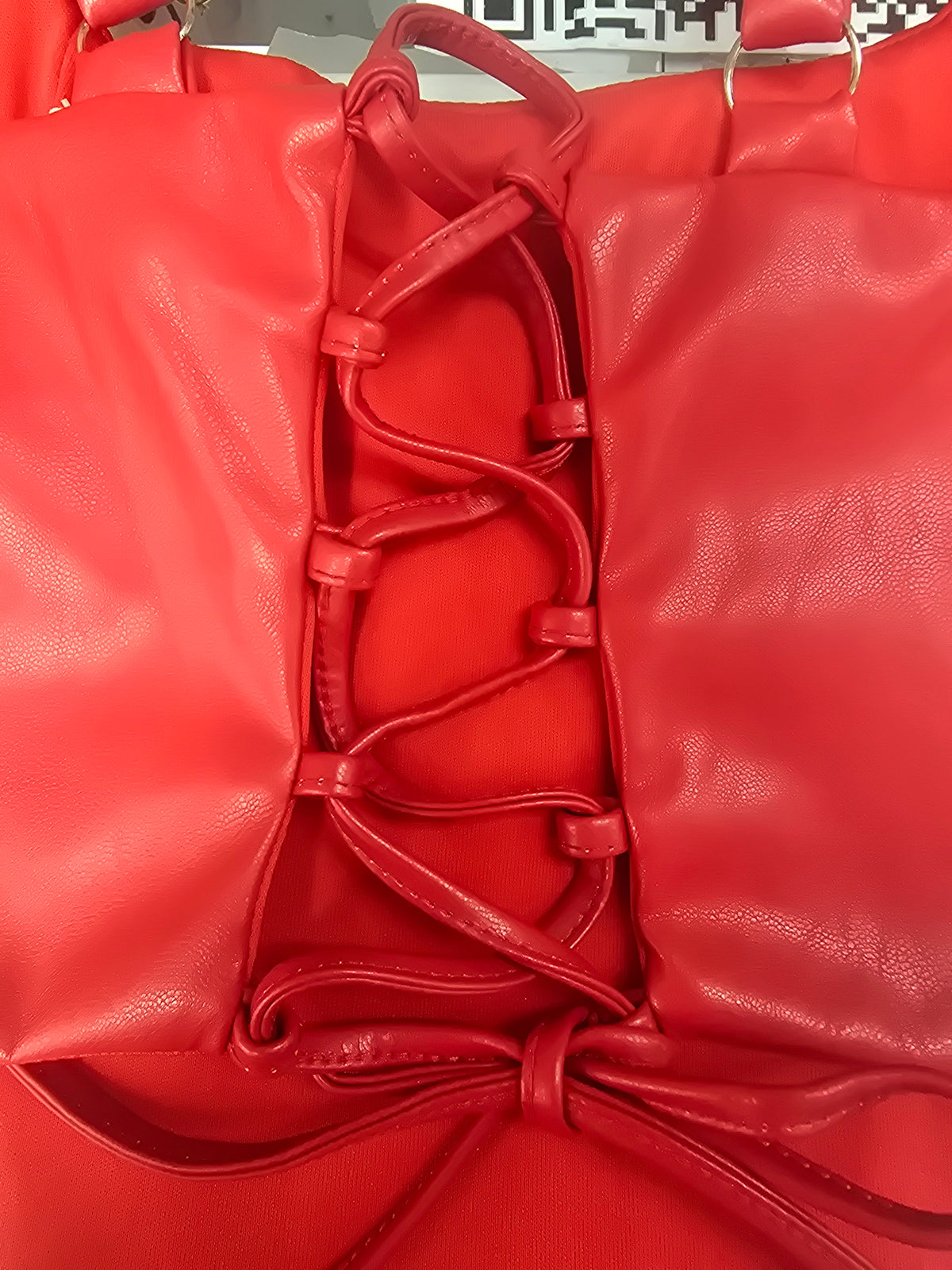 Red leather corset