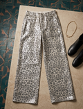Animal print denim pant