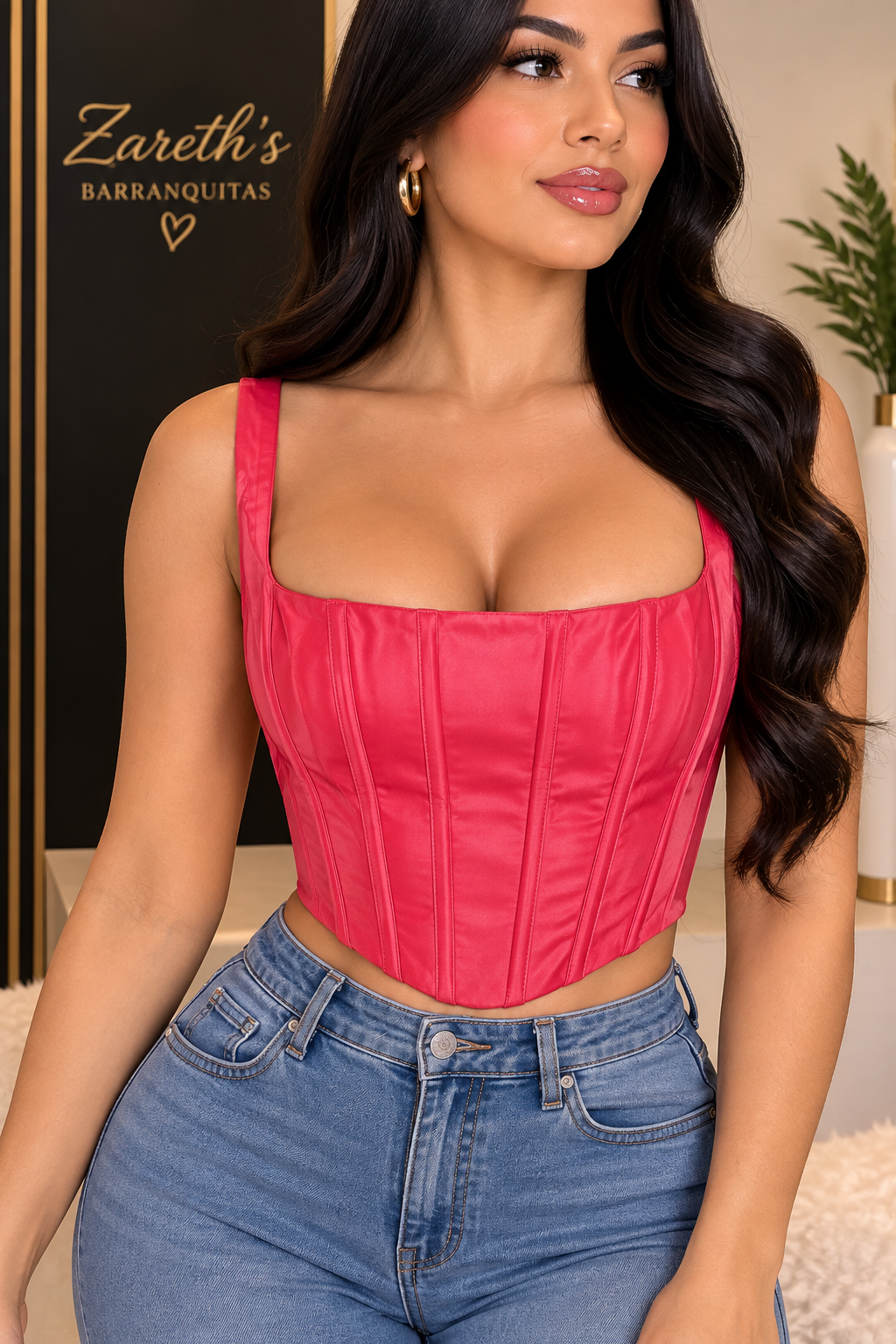 Red leather corset